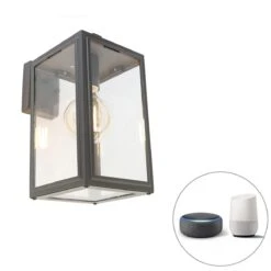 QAZQA Smart Buiten Wandlamp Grijs Incl. Wifi G95- Sutton Down -Tuinwinkel 10188122