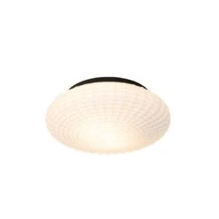QAZQA Klassieke Plafondlamp Zwart Met Opaal Glas 35 Cm IP44 - Nohmi