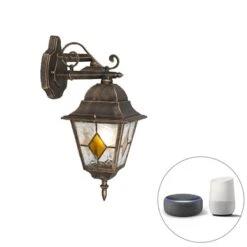 QAZQA Smart Vintage Buiten Wandlantaarn Brons Incl. Wifi A60 - -Tuinwinkel 10403309