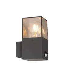 QAZQA Buiten Wandlamp Donkergrijs En Bewegingsmelder IP44 - Denmark -Tuinwinkel 10717795