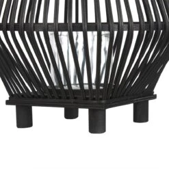 Beliani - LEYTE - Lantaarn - Zwart - 58 Cm - Bamboe -Tuinwinkel 10732033