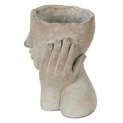 Clayre & Eef Bloempot Hoofd 13x13x18 Cm Grijs Steen Bloempot Binnen 9 Clayre & Eef Bloempot Hoofd 13x13x18 Cm Grijs Steen Bloempot Binnen -Tuinwinkel 11046973