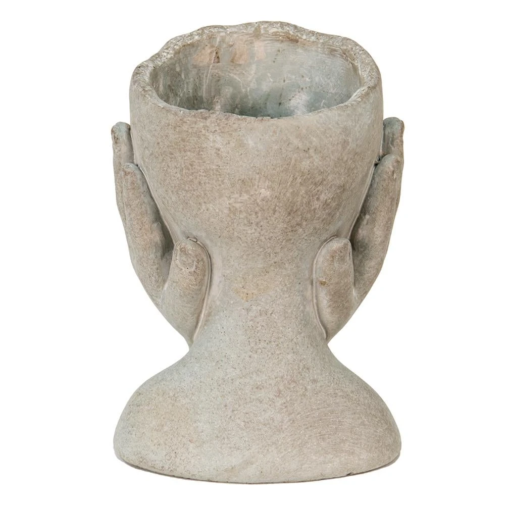 Clayre & Eef Bloempot Hoofd 13x13x18 Cm Grijs Steen Bloempot Binnen 6 Clayre & Eef Bloempot Hoofd 13x13x18 Cm Grijs Steen Bloempot Binnen - Afbeelding 5