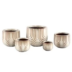 PTMD Jilly Bloempot - 18 X 18 X 16 Cm - Keramiek - Créme