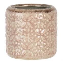 Clayre & Eef Bloempot Ø 10x10 Cm Roze Keramiek Rond Bloempot Binnen