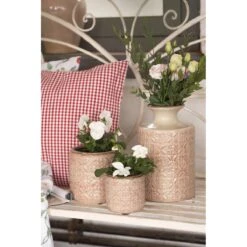 Clayre & Eef Bloempot Ø 10x10 Cm Roze Keramiek Rond Bloempot Binnen -Tuinwinkel 11229884