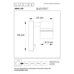 Lucide ARNE-LED IR Wandspot - Mat Chroom -Tuinwinkel 11266724