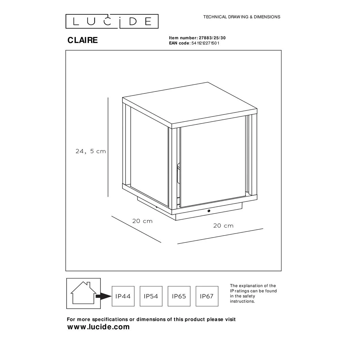 Lucide CLAIRE Sokkellamp - Antraciet 6 Lucide CLAIRE Sokkellamp - Antraciet - Afbeelding 4