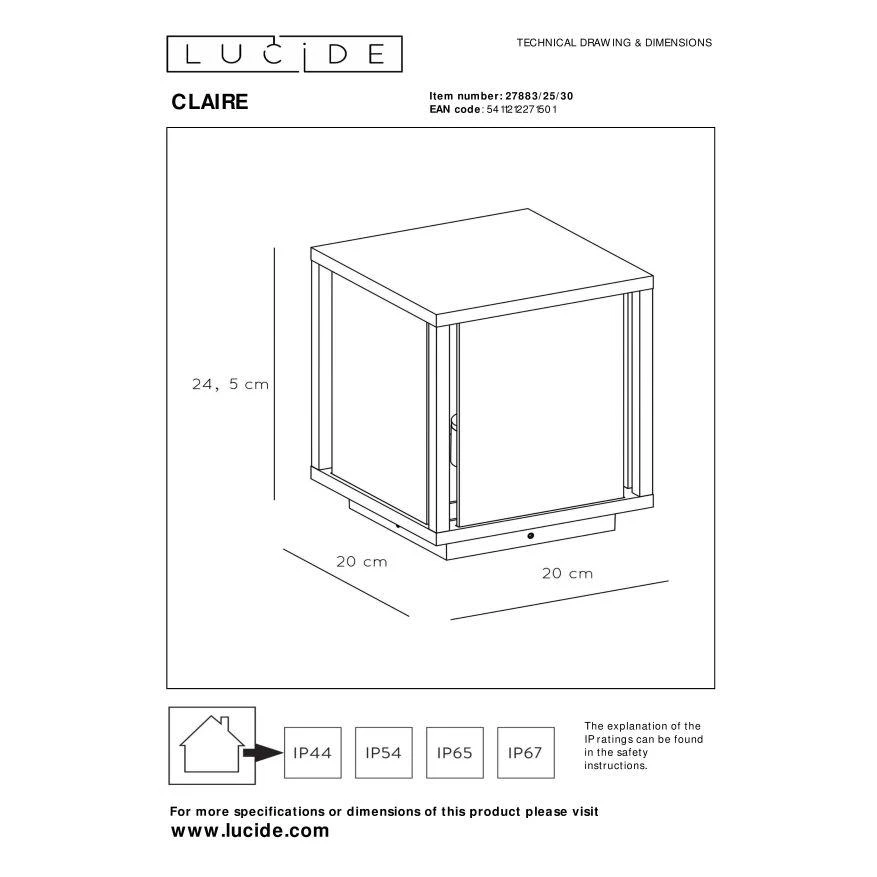 Lucide CLAIRE Sokkellamp - Antraciet 8 Lucide CLAIRE Sokkellamp - Antraciet - Afbeelding 6