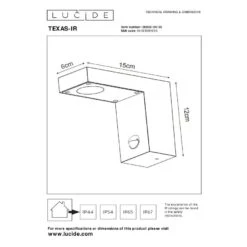 Lucide TEXAS-IR Wandspot - Antraciet -Tuinwinkel 11393993