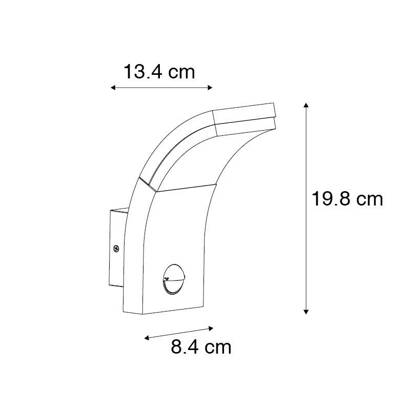 QAZQA Buitenwandlamp Antraciet Incl. LED IP54 Met Bewegingssensor - 7 QAZQA Buitenwandlamp Antraciet Incl. LED IP54 Met Bewegingssensor - - Afbeelding 5