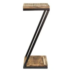 Clayre & Eef Plantentafeltje 18x18x45 Cm Bruin Hout Ijzer