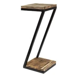 Clayre & Eef Plantentafeltje 18x18x45 Cm Bruin Hout Ijzer -Tuinwinkel 9633784