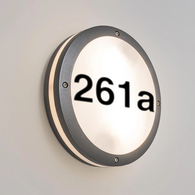 QAZQA Buitenwandlamp Antraciet Met Huisnummer IP54 - Glow 9 QAZQA Buitenwandlamp Antraciet Met Huisnummer IP54 - Glow - Afbeelding 7