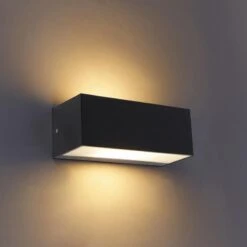 QAZQA Moderne Wandlamp Zwart IP44 - Houks -Tuinwinkel 9707148