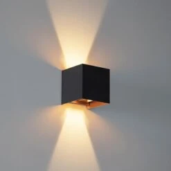 QAZQA Buiten Wandlamp Zwart Met Goud Incl. LED 2-lichts IP54 - Edwin -Tuinwinkel 9776360