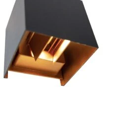 QAZQA Buiten Wandlamp Zwart Met Goud Incl. LED 2-lichts IP54 - Edwin -Tuinwinkel 9776377
